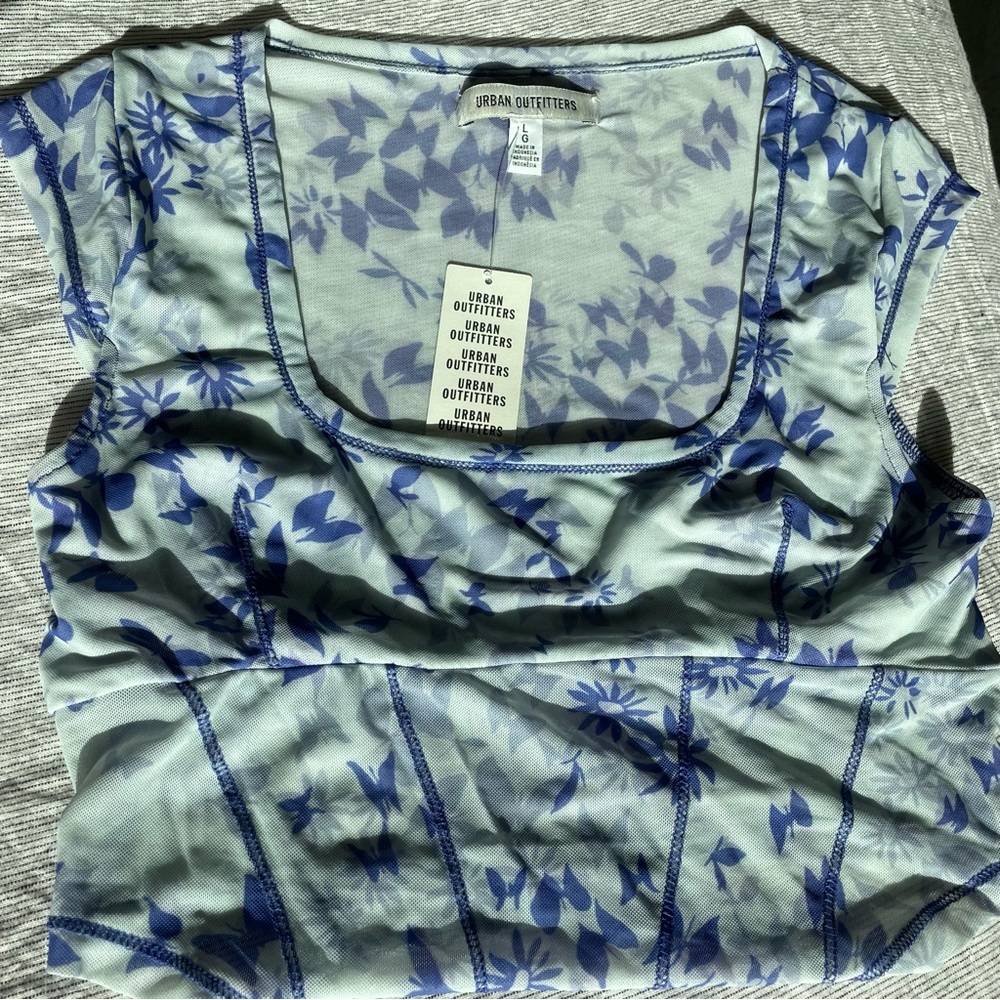 Urban outfitters light blue mesh crop top
